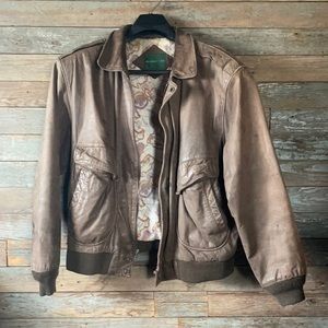 Hill and Archer Brown Leather bomber/flight jacket